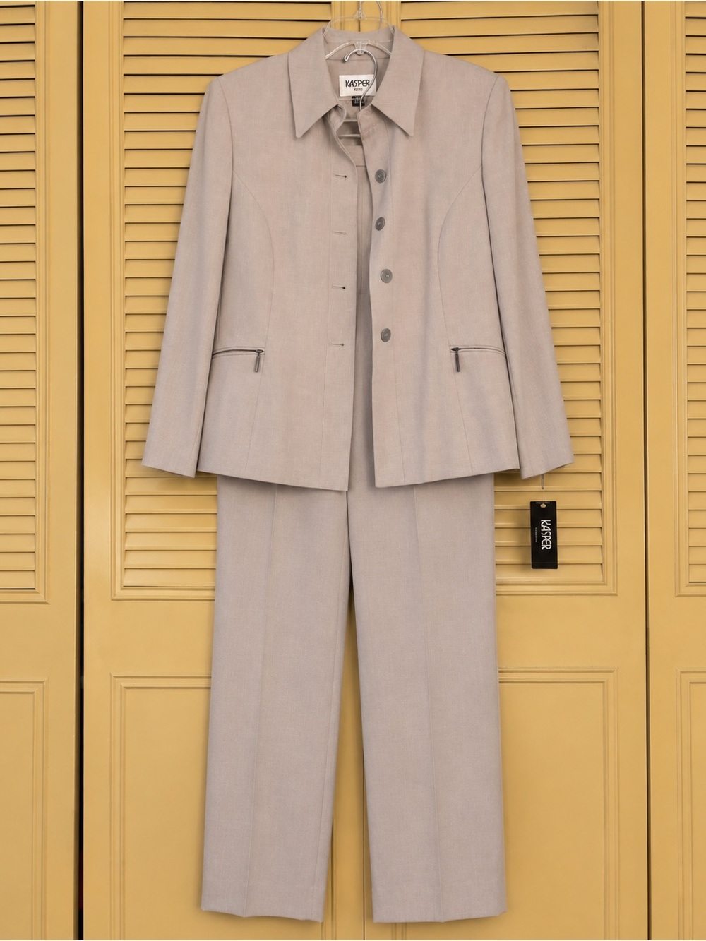 NWT Kasper Petite Stone 2 Piece Pantsuit Blazer Pants Size 12P